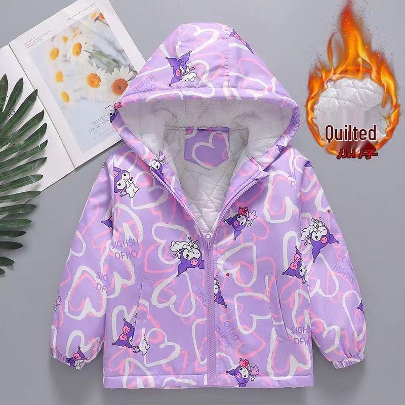 Dziewczęca kurtka wiatrówka z bawełnianą wyściółką Kuromi - Jesień/Zima 2025 Dziecięca odzież sportowa