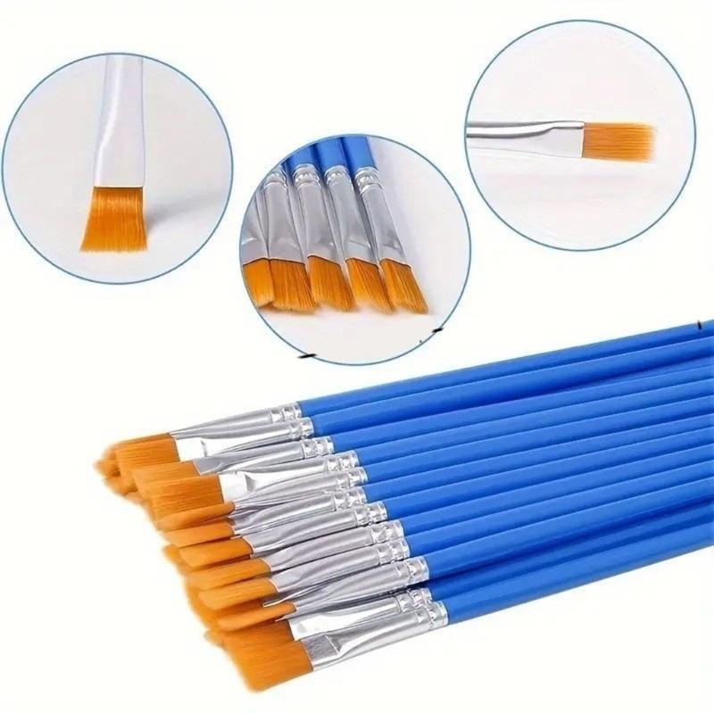 50 Pcs Painting Brushes With Comfortable Grip Pointed Round Flat Paint Brush Drawing Supplies For Artists And Students