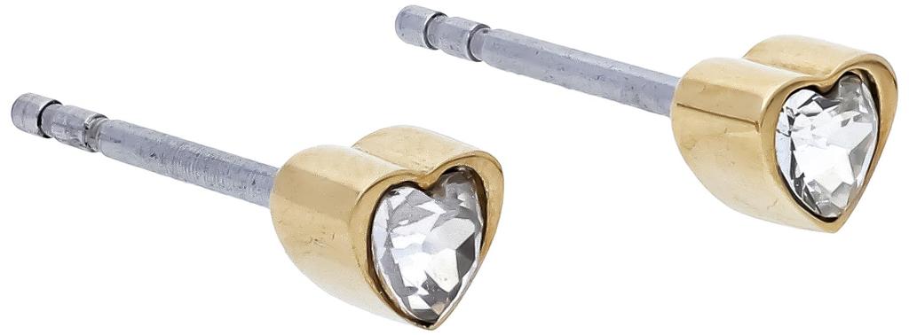 Skagen Women's Gold-Tone Stainless Steel Necklace and Glitz Heart Earrings Set, SKJB1014SET