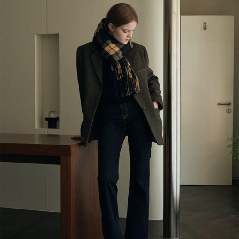 LOEIL Classic Vintage Check Surgery Muffler - Navy