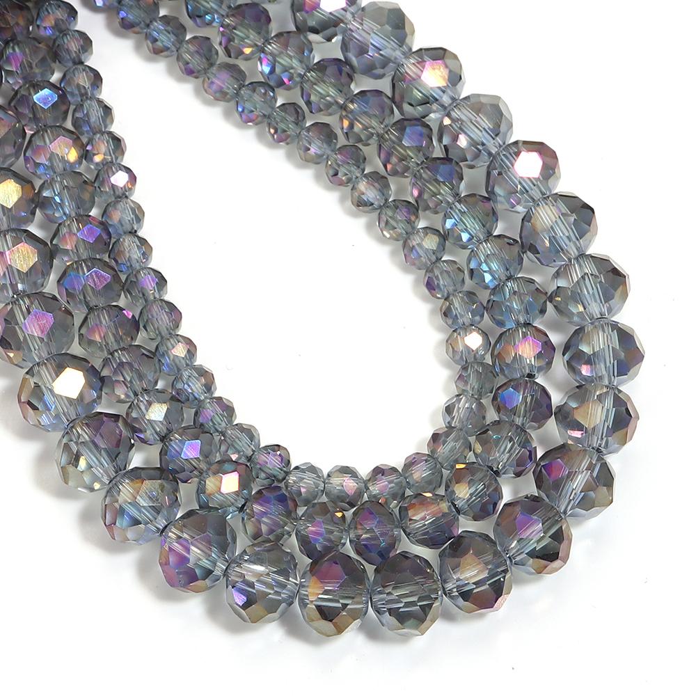 1 Strand 4 6 8mm Faceted Crystal Beads Transparent Purple Rondelle Glass Loose Beads for Jewelry Making DIY Bracelet Accessories