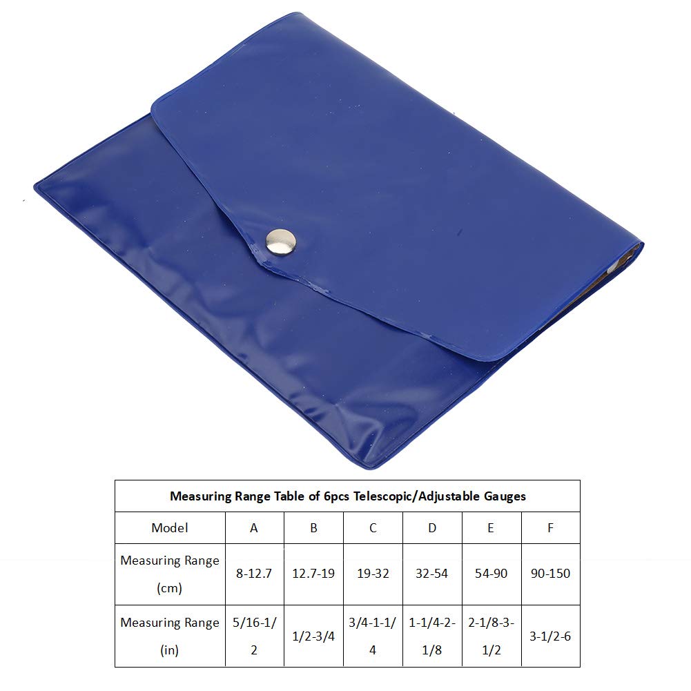 AUTO Pige Telescopic Gauge, 8-150mm Micrometer, Adjustable Inner Diameter Gauge, Measuring Tool, Set of 6