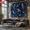 Deep Sea Space Tapestry Marine Life Owl Jellyfish Turtle Wall Hanging Boho Bedroom Decor Navy Blue Galaxy Ocean Print Aesthetic