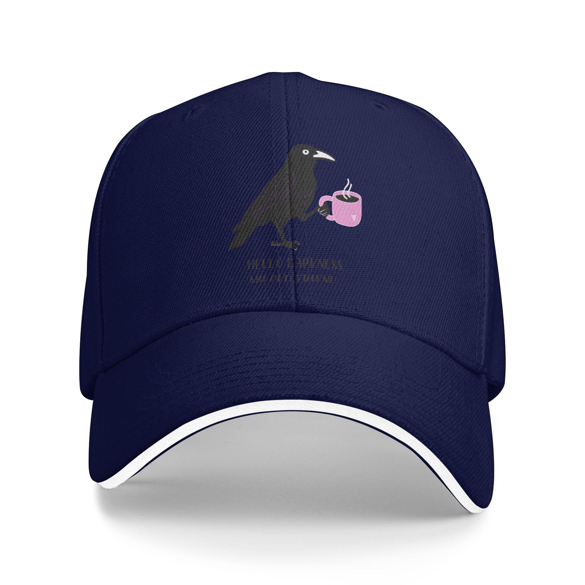 

Hello Darkness My Old Friend Baseball Cap Crow Stylish Trucker Hat Summer Couple Women Tennis Skate Snapback Cap One Size