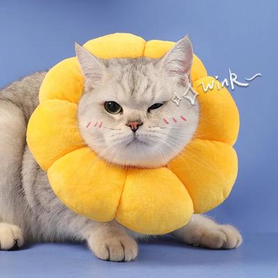 Coleira Girassol para Animais de Estimação Ajustável Anti-Mordida Cirurgia Anti-Lambada Cura de Feridas Proteção para Gatos Coleiras de Pelúcia Macia Coleira Elizabethan
