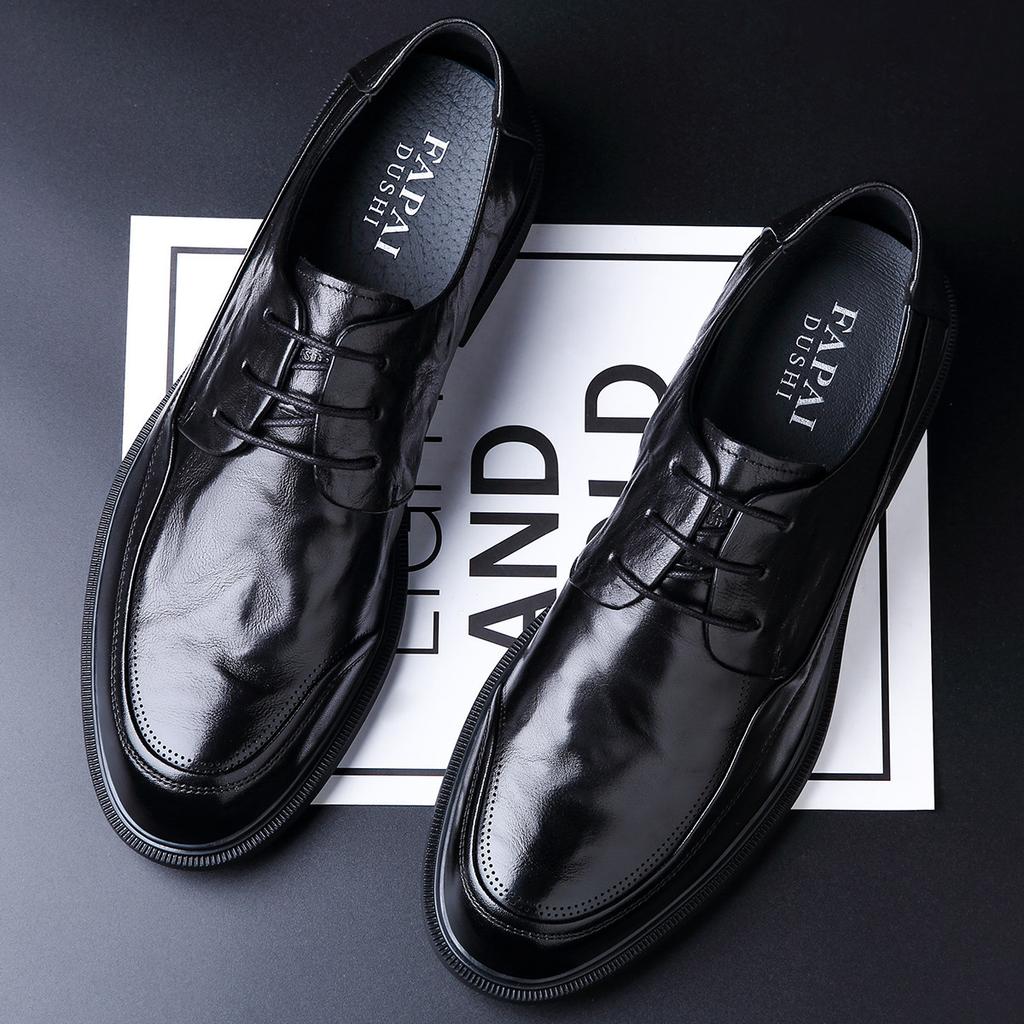2025 New Men's Business Leather Shoes High-end Men's Shoes First Layer Cowhide Brown Derby Shoes Leather Dress Commute