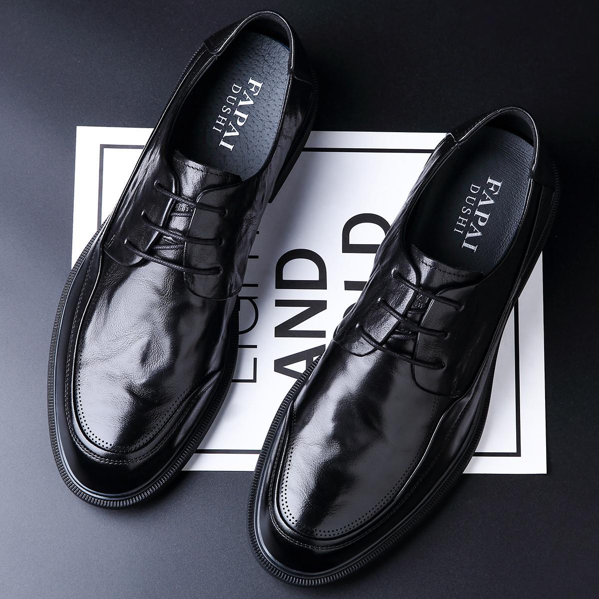 

2025 new men s business leather shoes high-end men s shoes first layer cowhide brown derby shoes leather dress commute 43
