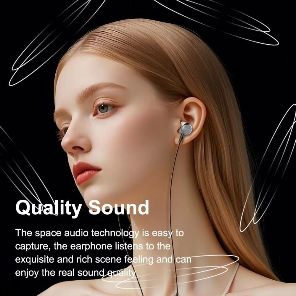 Stereo Sound In-Ear Earphones Noise Reduction Wired Earbuds Surround Sound Music Headset  Daily Use