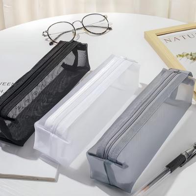 1Pc Transparent Mesh Pencil Case, Portable Storage Suitable For Students ,Multifunctional Transparent Pencil Case
