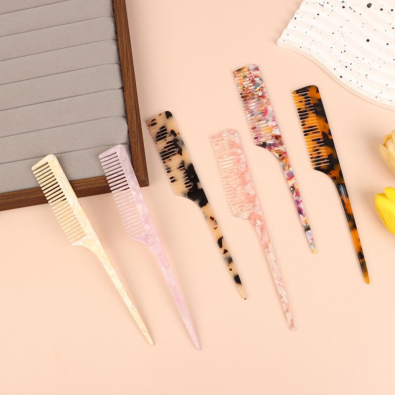 High Quality Acetate Korean Style Simple Marble Texture Long Handle Pointed Tail Comb Anti-Static Hairdressing Comb