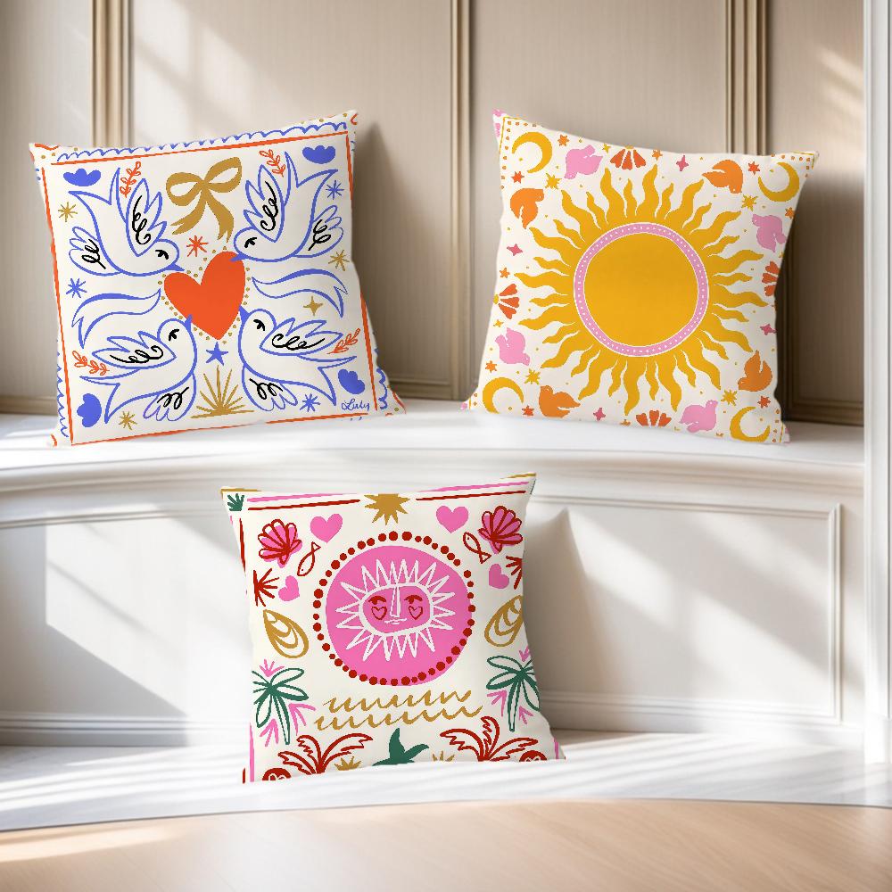 Cute Cartoon Flowers Fashion Art Cozy Soft Pillow Case for Sofa Living Room Home Office Decor Protective Covers