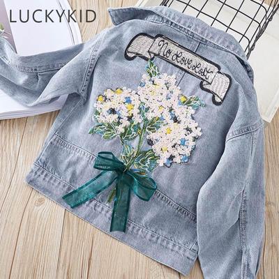 Flickor Deminjacka Barn Varm vårjacka Tonåring Fashionabla tecknad kappa Höst Bebis Flickor Barn Jeans Bebis ytterkläder 3-15 år
