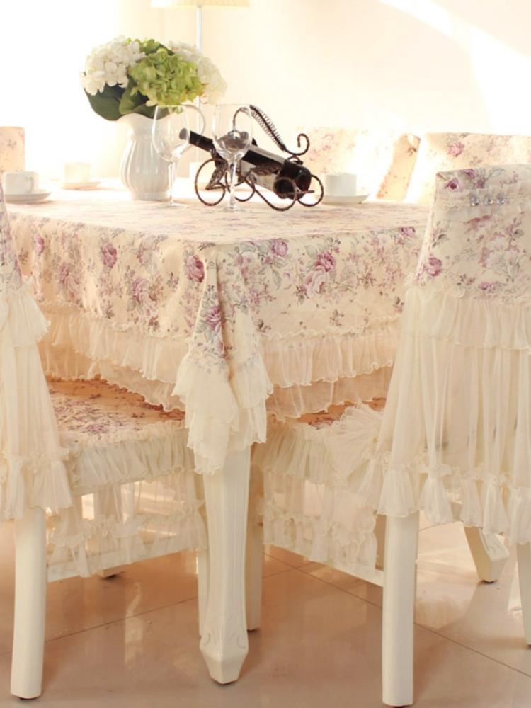 New Lace Dining Table Cloth Chair Cover Backrest Cover Household Dustproof Table Mat Minimalist Anti Slip Chair Cushion Cover