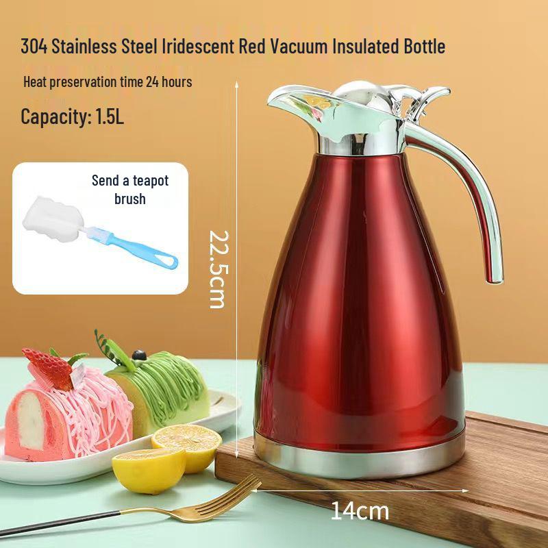 304 Stainless Steel Teapot Thermos Flask - Large Capacity Hot Water Kettle for Dormitory, Restaurant, and Hotel Use