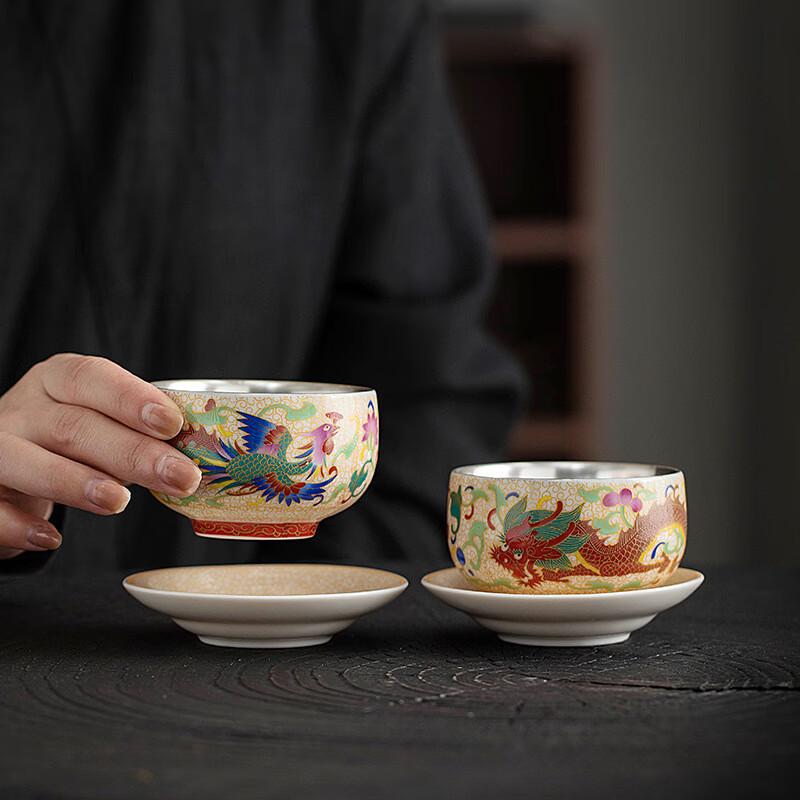 Chaxun Silver Teacup with Gold Wire Inlay