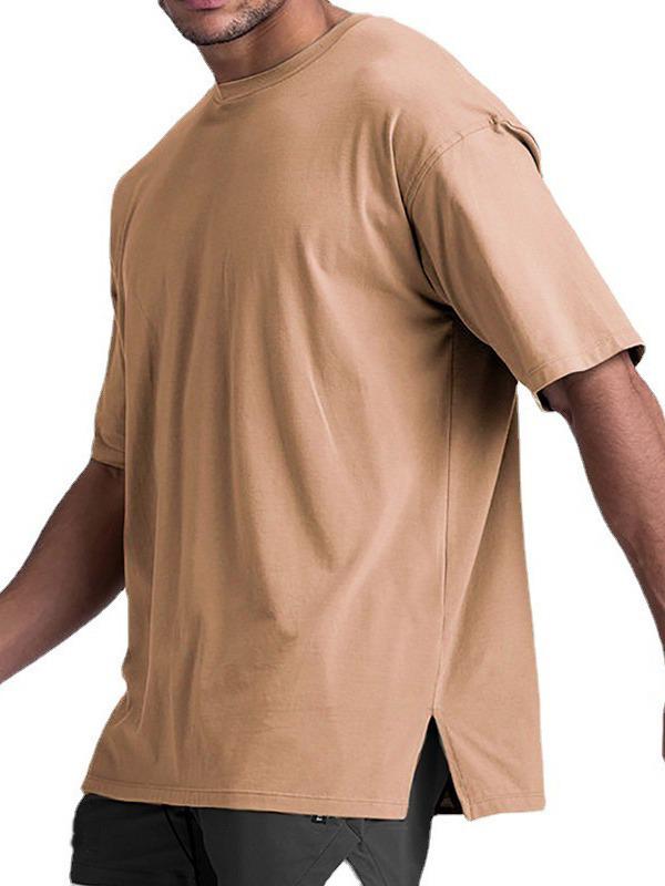 Summer American Loose Fit Cotton T-Shirt - Men’s Crew Neck Short Sleeve for Fitness Training, Plus Size Available