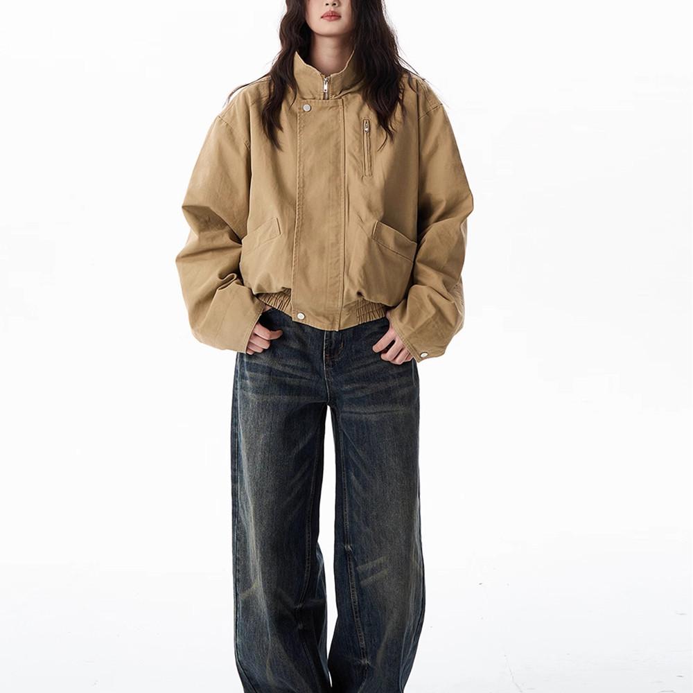 Unisex American Retro Barn Bomber Jacket - Trendy Loose-Fit for Spring/Autumn 2025