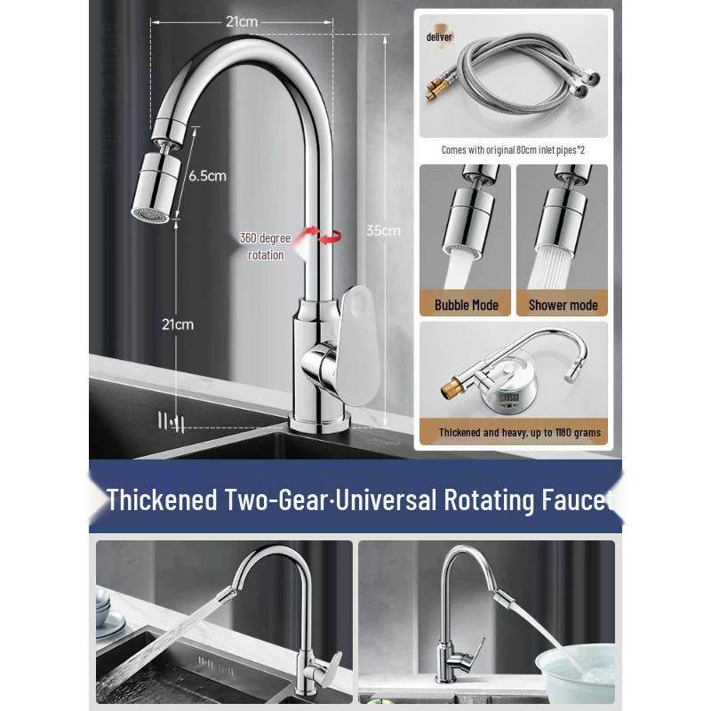 All-Copper Kitchen Pull-Out Faucet with 360° Rotation & Dual-Use Hot/Cold for Vegetable Sink
