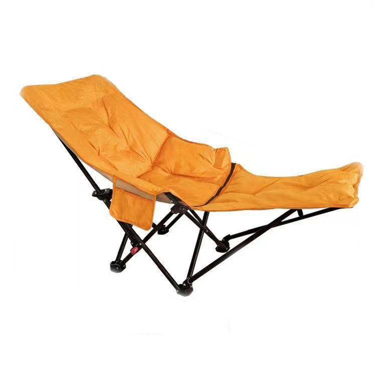 Outdoor Folding Recliner Chair with Leg Rest and 4-Position Adjustable Cotton Seat for Camping and Picnics
