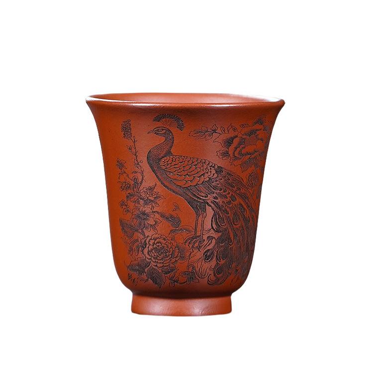 100ml Yixing Zisha Peacock Teacup Japanese Tea Bowl Tea Pair Tea-tasting Fragrance Cup Chazhan Master Cups Teaset Accessories