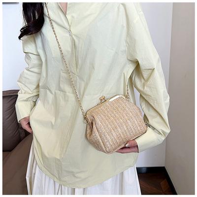 Fashion Women Crossbody Knit Bag Party Banquet Glitter Bag for Ladies Exquisite Wedding Clutch Handbag Shoulder Bag Chain