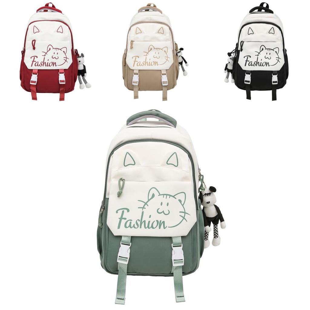 Cat Printed Backpack Large Capacity Breathable Outdoor Leisure Schoolbag Travel