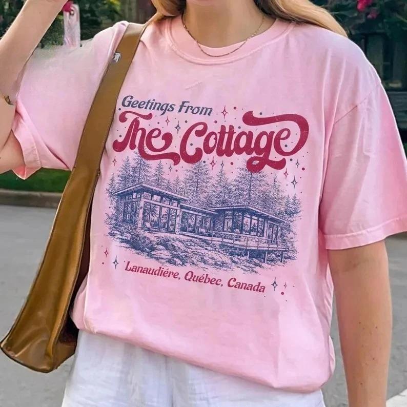 Damen Vintage Heated Rivalry I’m Coming To The Cottage T-Shirt Tee Unisex Streetwear Lässige Sommer Oberteile Streetwear Trendy Baumwolle