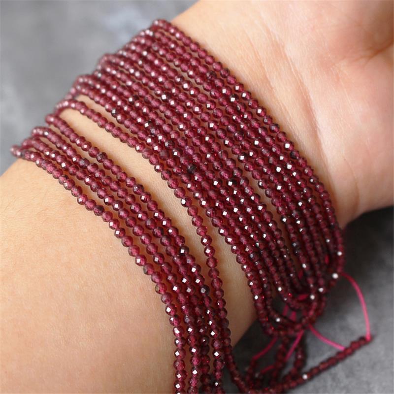 2mm Natural Stone Amethyst Tiger Eye Lapis Lazuli Beads Inlaid with Bright Pearl Jewelry Making DIY Necklace Bracelet Jewelry
