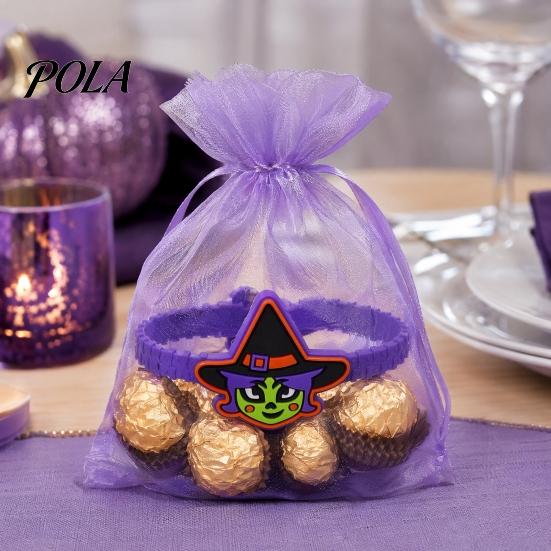 Halloween Themed Jewelry for Kids 2PCS Cartoon Bracelets, Ghost/Pumpkin/Black Cat/Skull/Witch/Little Devil Shape, Adjustable Party Decorations
