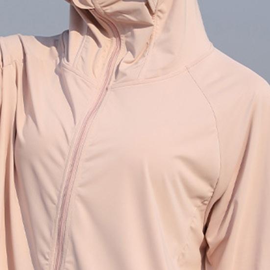Veste à capuche de protection solaire pour femme, légère, manches longues, t-shirt solaire, fermeture éclair intégrale, veste athlétique avec poches pour la randonnée en extérieur