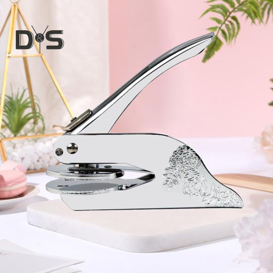 Book Embosser Hand Operated Embosser Stamp Stainless Steel Embossing Tool for Paper Cardboard Leather DIY Craft