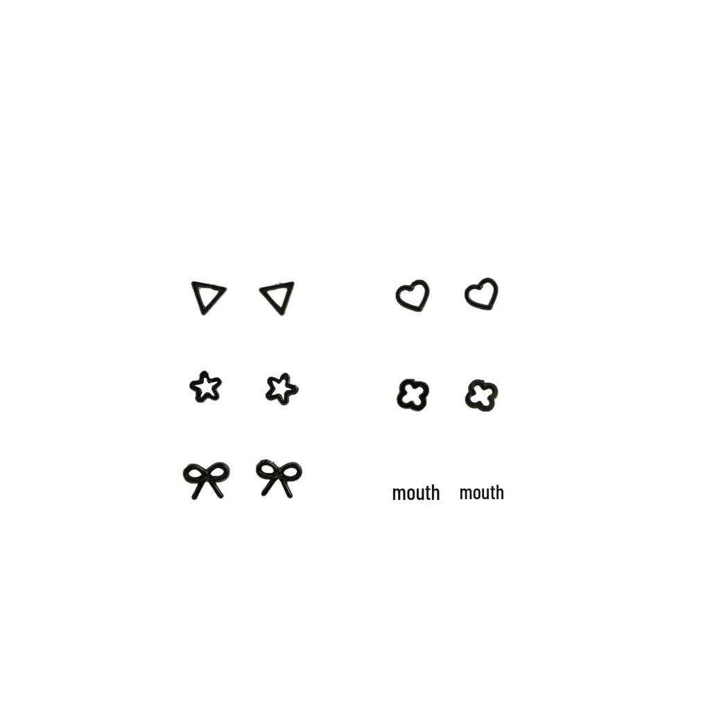 Korean Geometric Stud Earrings, Minimalist Six-Piece Set, Versatile Style