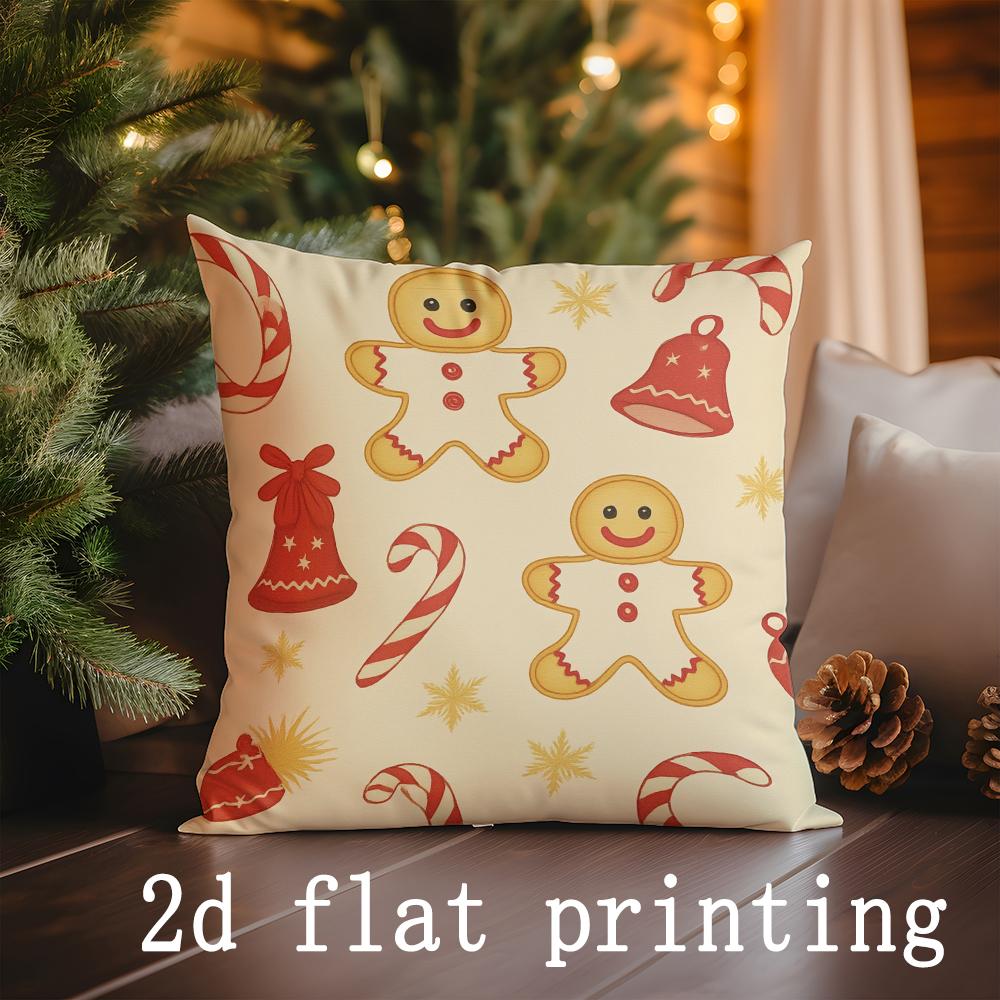 

Рождественские наволочки из имбирного пряника с праздничными принтами, наволочка с рисунком, подходит для дивана, спальни, автомобиля 16x16Inch