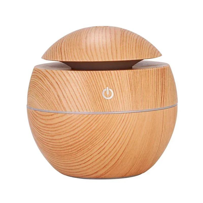 

USB Mini Electric Cool Mist Humidifier Aromatherapy Essential Oil Diffuser Wood Grain Design for Bedroom and Desktop