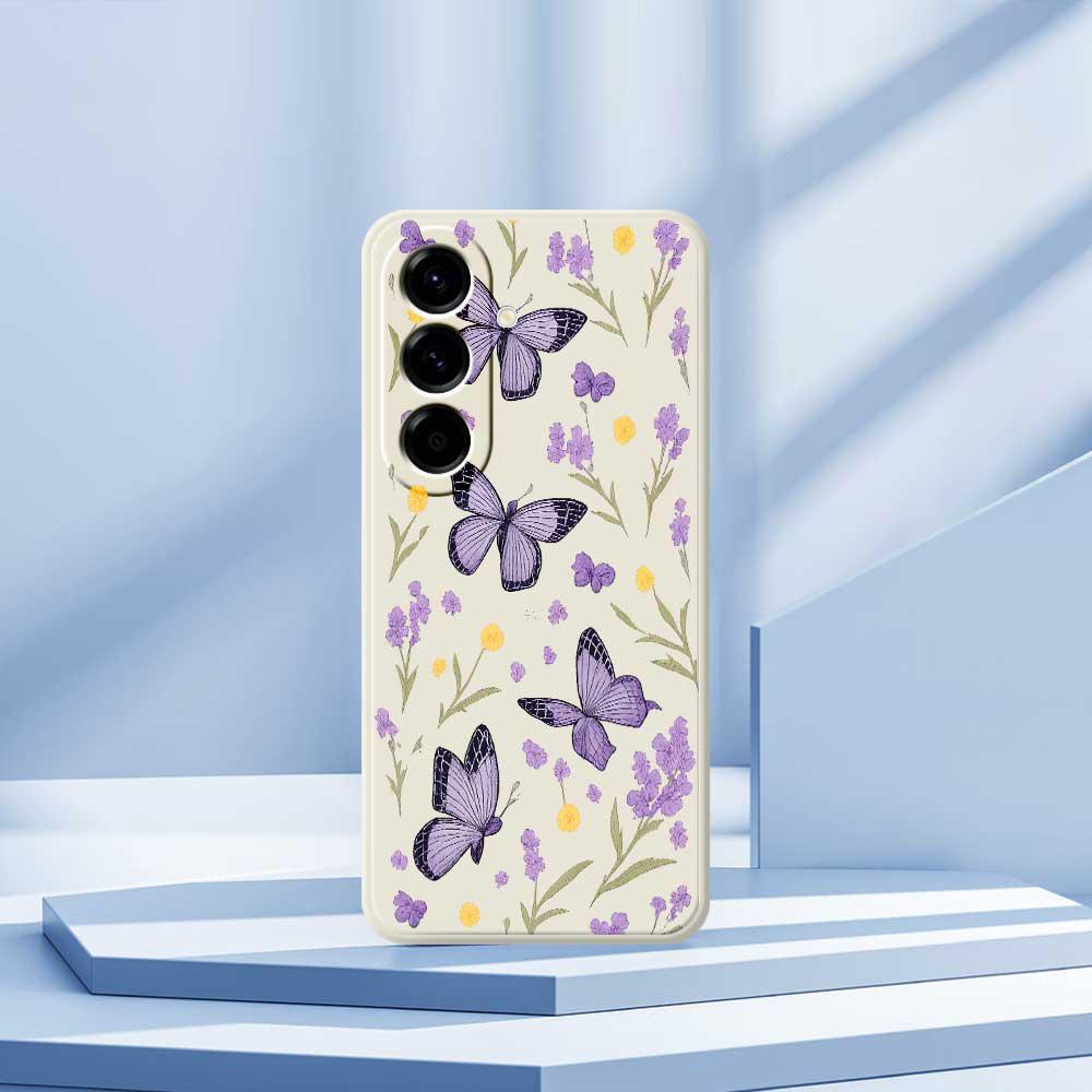 For Samsung Galaxy A56 5G Case Purple Butterflies Pattern Printing Straight Edge TPU Phone Back Cover