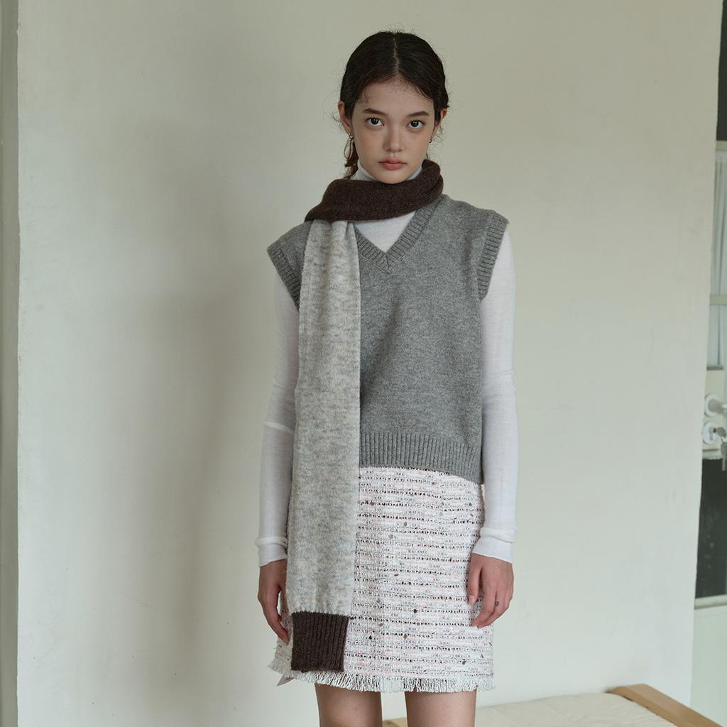 Alpaca Wool Blend Color Block Wool Scarf for Men and Women Winter Soft Touch Wool Scarf