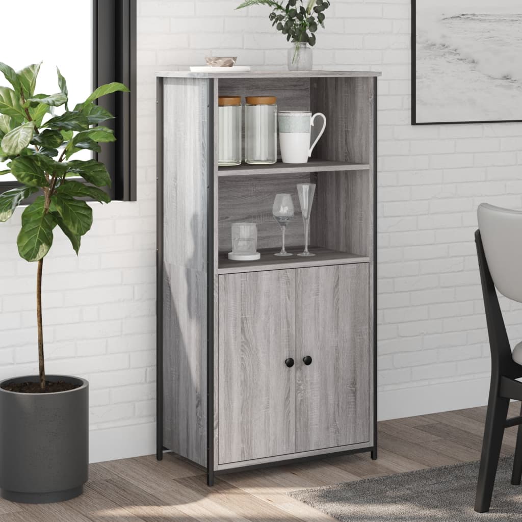 Highboard Gray Sonoma 62 X 36 X 121.5 Cm Engineered Wood