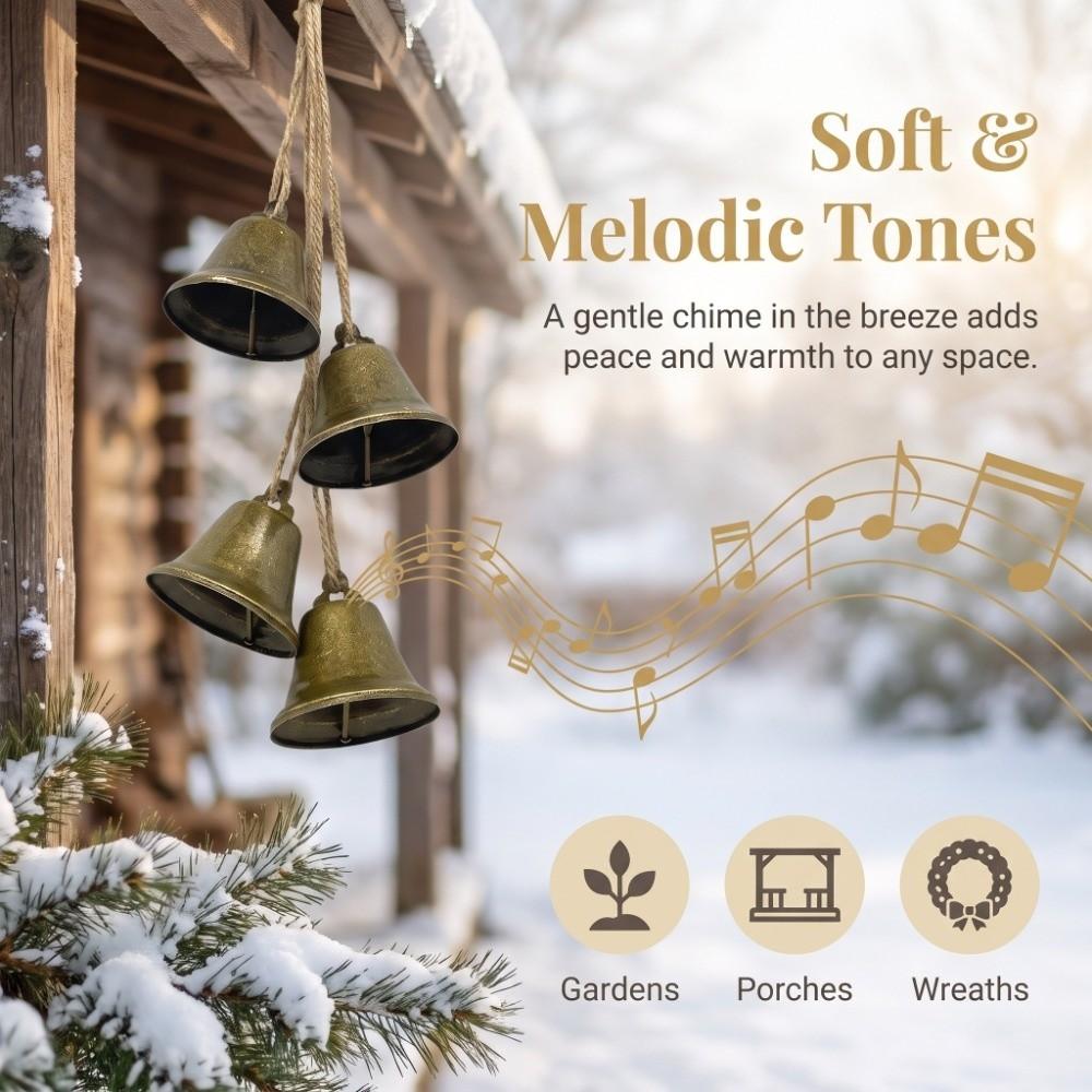 Bronze color Christmas Cone Metal Bells Rustic Hangable Christmas Bell Pendant DIY Craft Hollow Antique Finished Hanging Bell