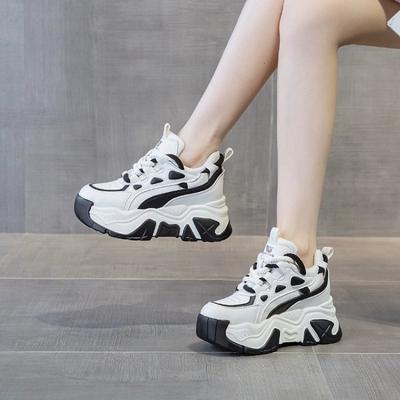 Inner Height Increase Dad Shoes Women's 2025 Autumn New Soft Leather Lightweight Soft Sole Ultra-light Thick Sole Shows Small Feet