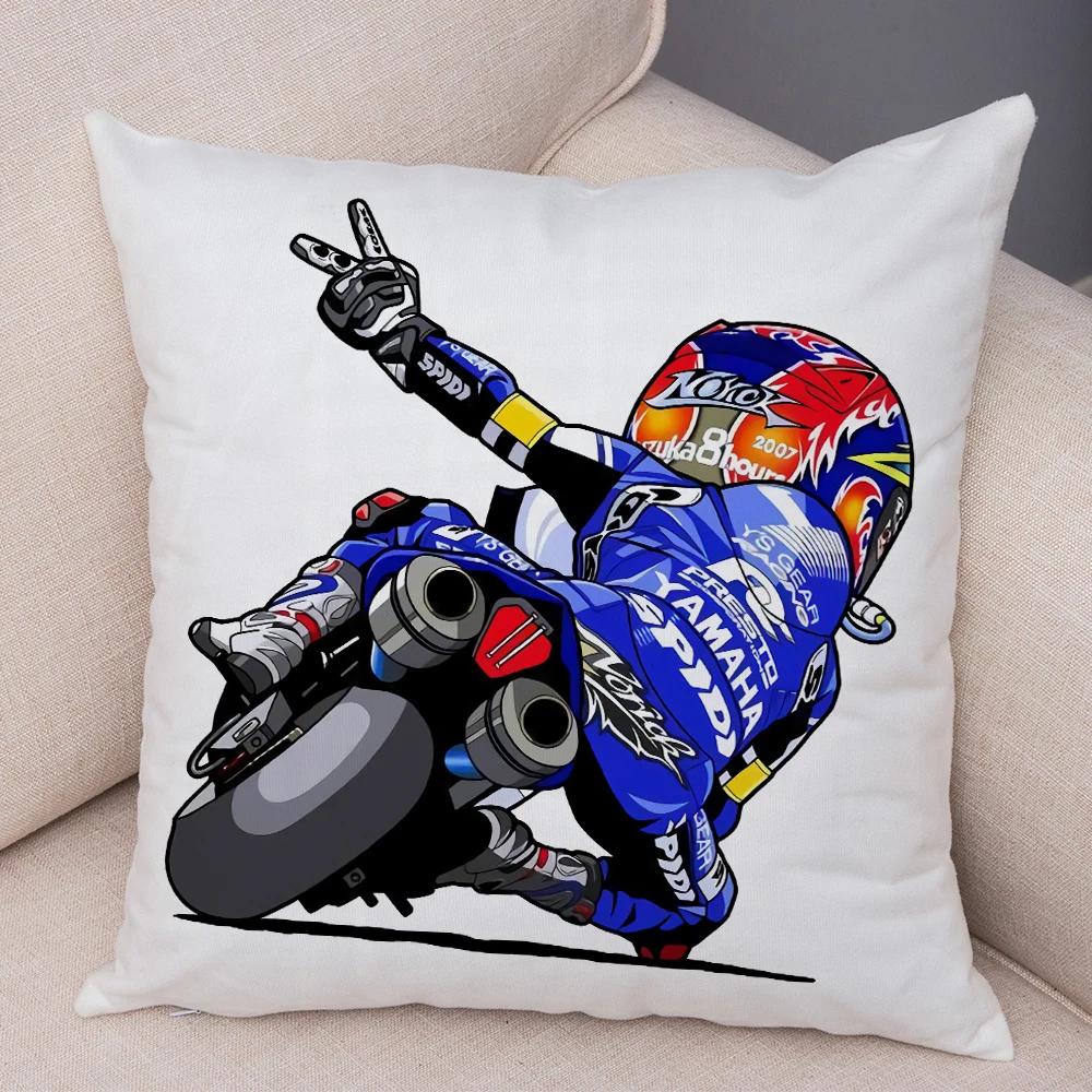 

4 Pcs Cartoon Sport Motorcycle Cushion Cover Mobile Bike Pillow Covers Pillow Case for Sofa Home Car Peach Skin Pillowcase 12x12Inch