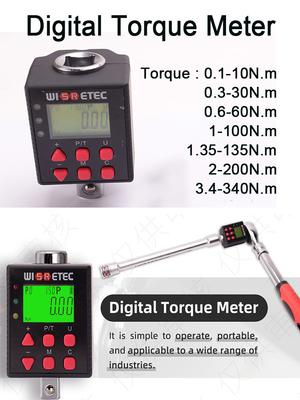 WISRETEC Digital Torque Wrench Adapter Precision Electronic Torque Tool Converter and Meter with LCD Display Includes 1/2", 1/4"