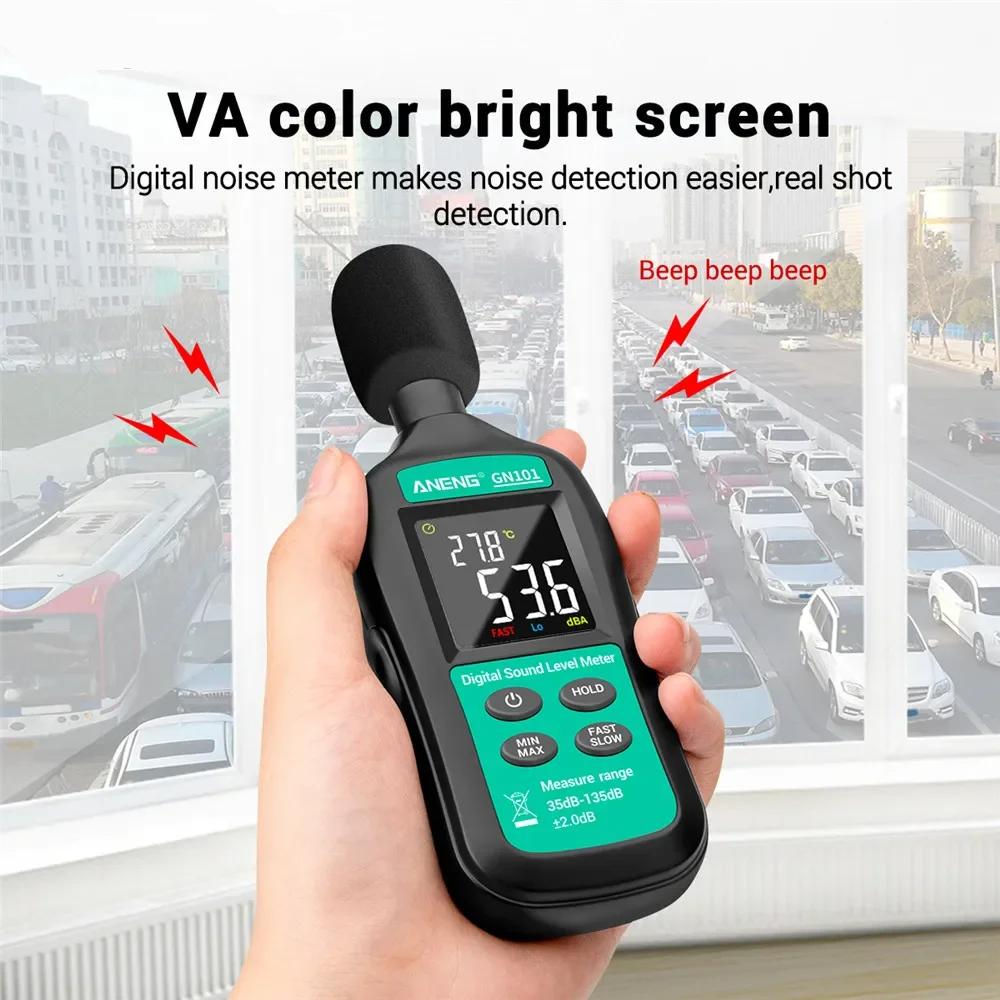 GN101 Digital Noise Meter Measurement 35-135 Db Intelligent Sound Level Meter Decibel Monitor Logger  Diagnostic-Tool