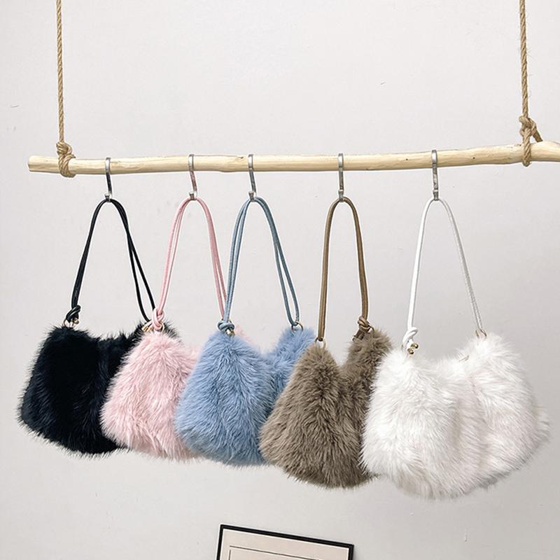 Faux Rabbit Fur Plush Sholder Bag Fashion And Luxury Fur Bag Women's Bags A Good Choice Tosend Friends High-end Plush Tote Bag