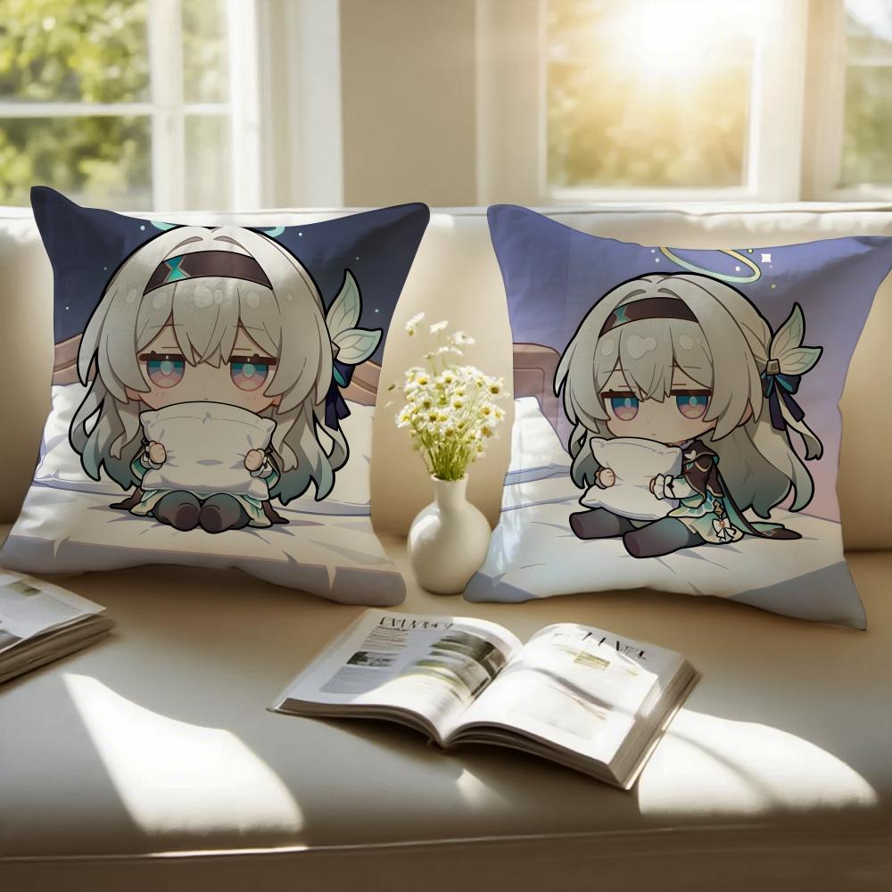 F-Firefly H-Honkai Star Rail Pillow Case Anti-dustmite Pillowcase Invisible zipper silky short plush Sofa cushion cover