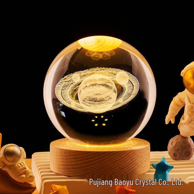 Ornamenti personalizzati a forma di sfera di cristallo 3D con incisione di logo luminoso