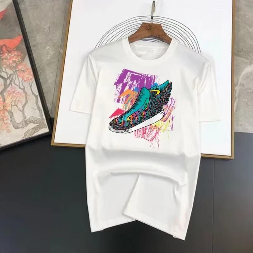 Pánské tričko s potiskem tenisek, značkové bavlněné tričko Harajuku, ležérní kvalitní trička s krátkým rukávem, vintage styl, velká velikost