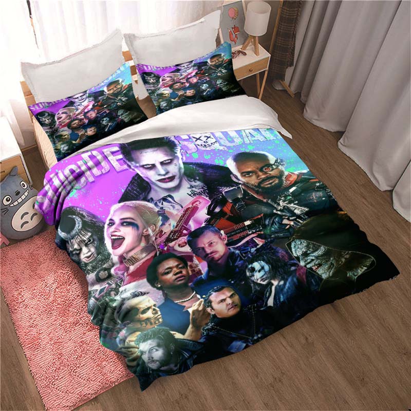 The 1PC Action Movie "Suicide Squad" Bedding Set, Including One Duvet Cover and Two Pillowcases, Creates a Comfortable Home Spac