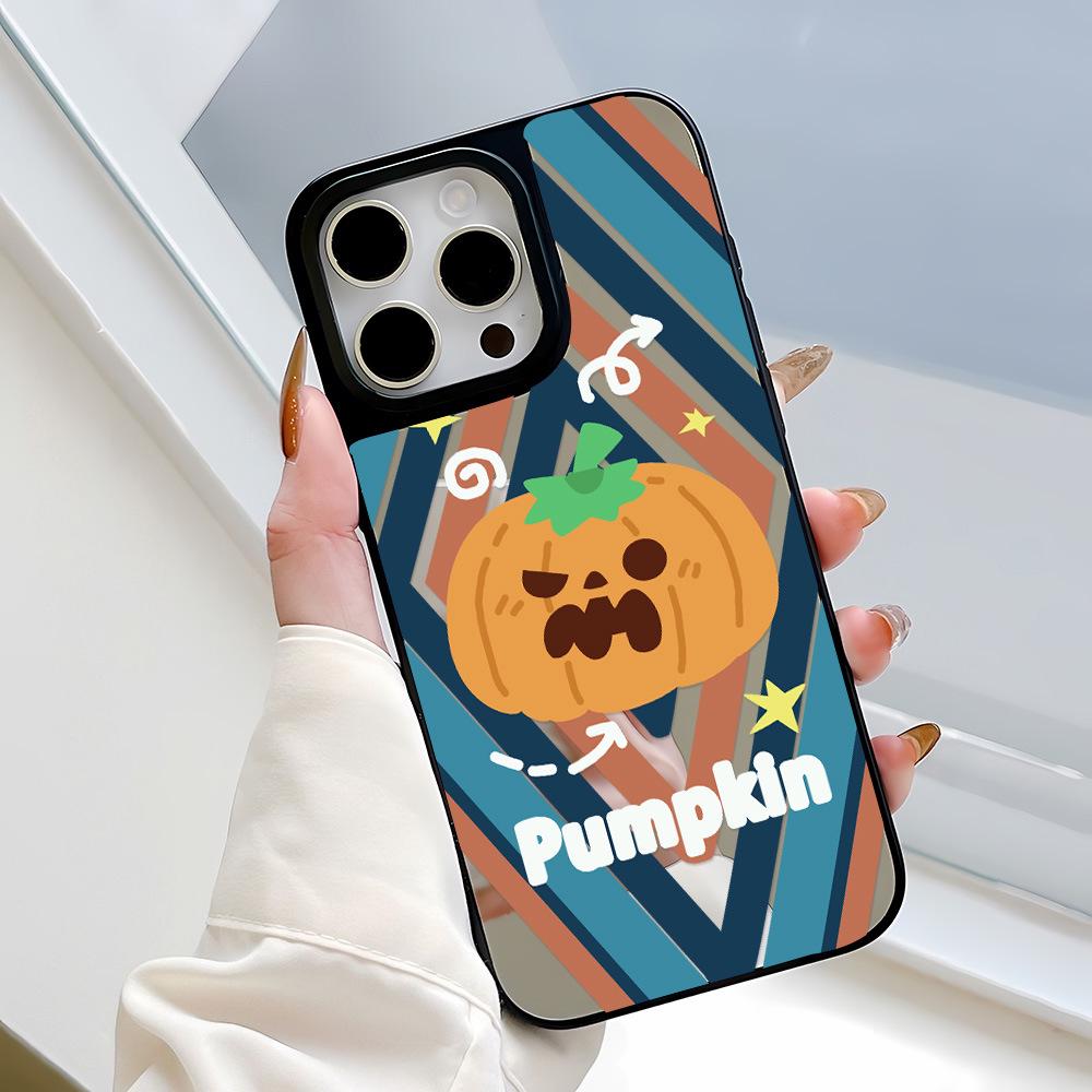 

Halloween Pumpkin Ghost Mirror Case for Apple 17 Pro Max, 16 Pro, 15, 14, 13 Apple 12 & 12 Pro
