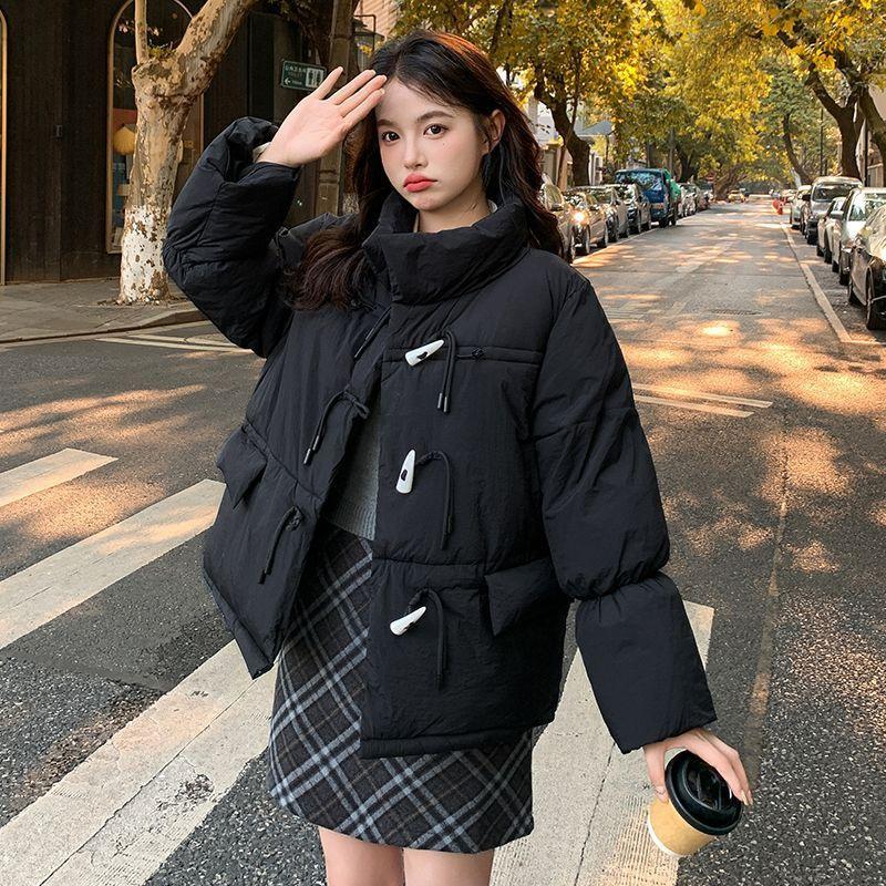 Down Jacket Women's New Winter Korean Style Horn Button Cotton Coat Bread Coat Student Cotton Jacket
