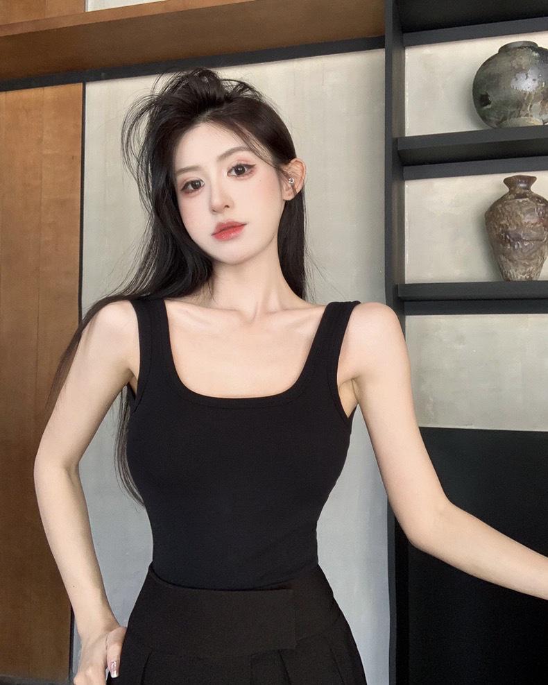 

Чистый и Сексуальный Летний Топ-майка без спины с широкими плечами и нагрудными подушечками для женщин One Size (Fits 80-130 Jin) чёрный